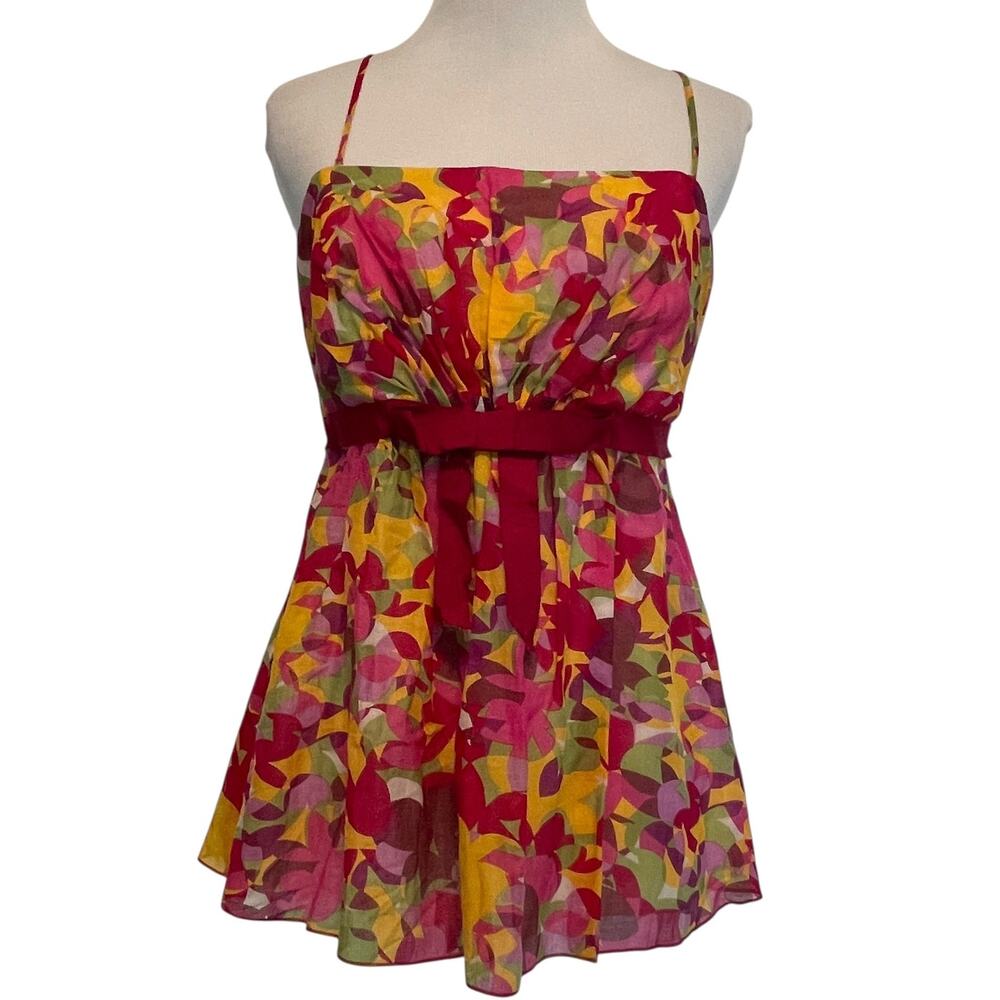 Anna Sui x Anthropologie NEW Pink Floral Cami Womens Size 4 Cotton Silk Y2K Top